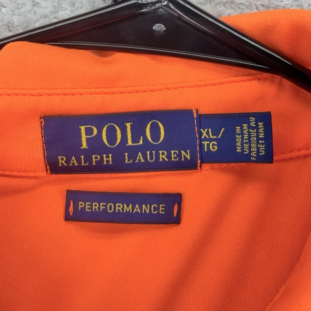 Polo Ralph Lauren Performance Polo Shirt XL Orange Stretch Golf Preppy Logo